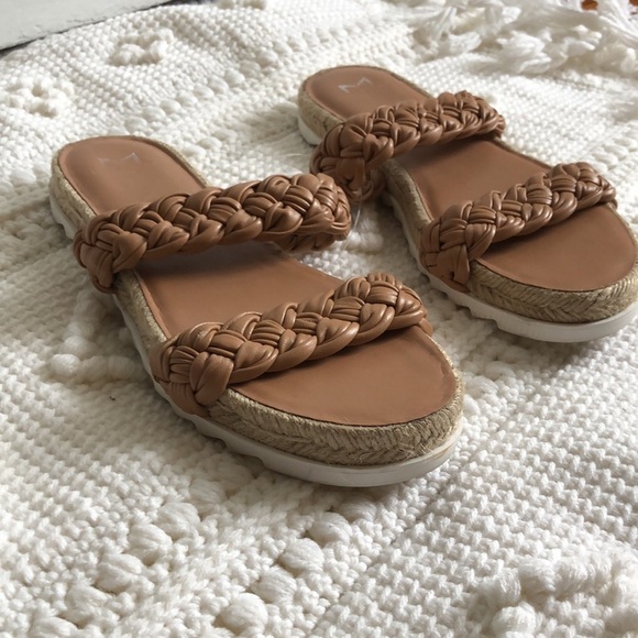 Marc Fisher LTD Jaimee Tan Leather Double Braided Espadrilles Sandals Shoes 7.5 - Picture 3 of 8